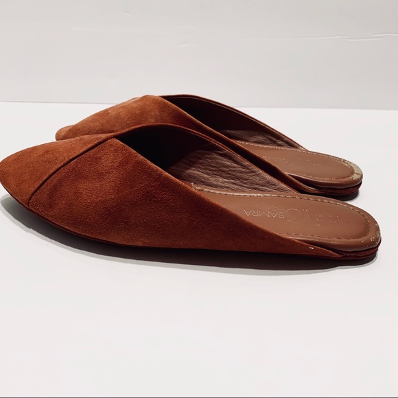 YOSI SAMRA VALENTINA BURNT ORANGE SUEDE MULES SLIP ON SHOES - Picture 6 of 11